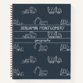 Carnet Véhicules de construction École Nom des garçons Bl (Devant)