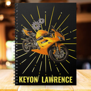 Carnet Vélo de course personnalisé moto garçons rentrée s