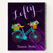 Carnet Vélo Floral Main Gauche Violet Personnalisé Filles (Dos)