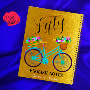 Carnet Vélo Floral Paillettes Dorées pour Filles Mignonne