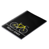 Carnet Vélo jaune avec nom sur noir (Côté gauche)