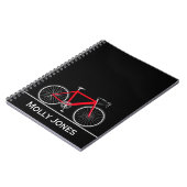 Carnet Vélo rouge avec nom sur noir (Côté gauche)