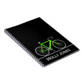 Carnet Vélo vert avec nom sur noir (Côté Droit)