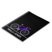 Carnet Vélo violet avec nom sur noir (Côté gauche)