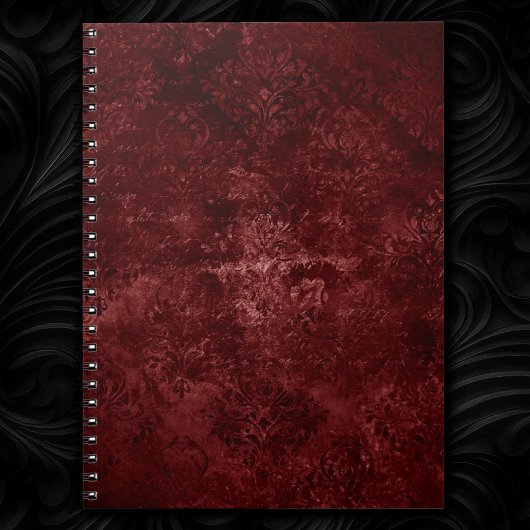 Carnet Velvety Damask | Baroque Crimson Red Grunge