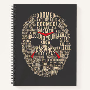 Carnet Vendredi 13 Masque de hockey typographique