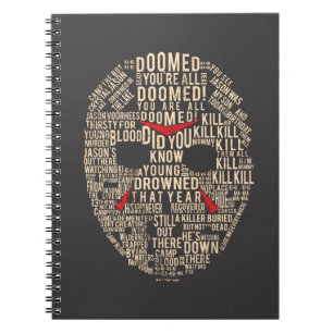 Carnet Vendredi 13 Masque de hockey typographique