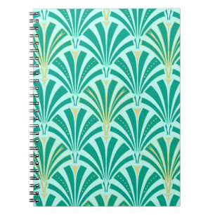 Carnet Ventilateur Art déco motif - turquoise sur aqua