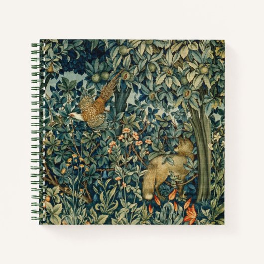 Carnet VERDURE, ANIMAUX FORESTIERS Pheasant, Fox, Vert Fl (Devant)