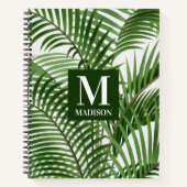 Carnet Verdure tropicale Aquarelle Palmier Monogramme (Devant)