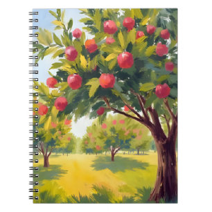 Carnet Verger de pommiers automne chute aquarelle