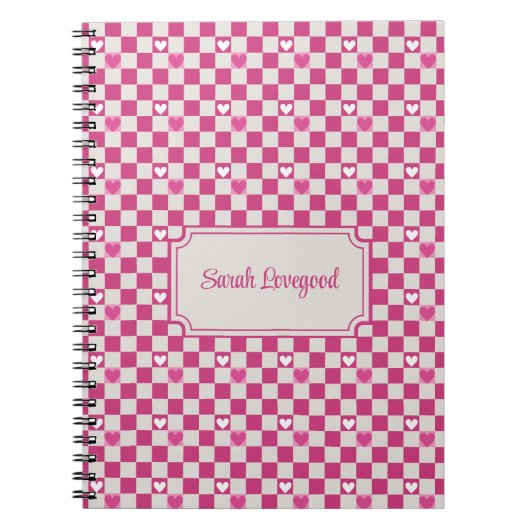 Carnet Vérificateurs et coeurs roses (Devant)