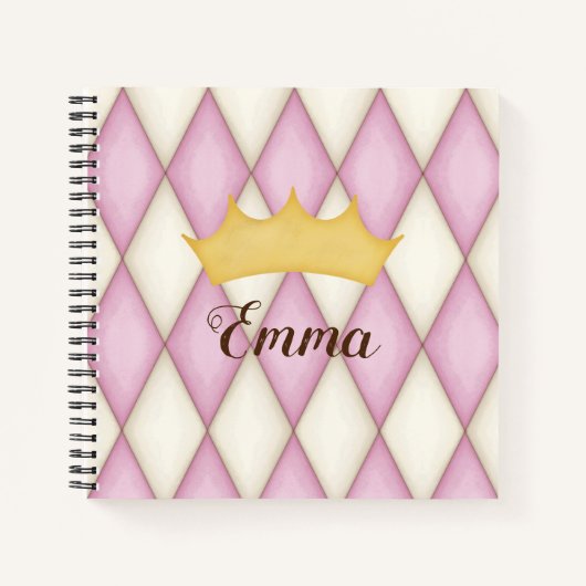 Carnet Vérification Diamant Rose Nom Personnalisé Princes (Devant)