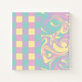 Carnet Vérifications et tourbillons Rose pastel, Jaune, V (Dos)