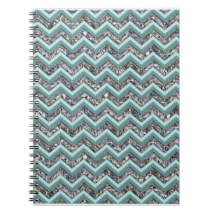 Carnet Verre coupé foncé et Zigzag Turquoise