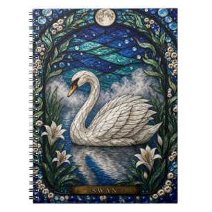Carnet Verre de vitrail Cygne, Lys Blanc
