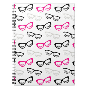 Carnet Verres et cils roses, noirs et gris