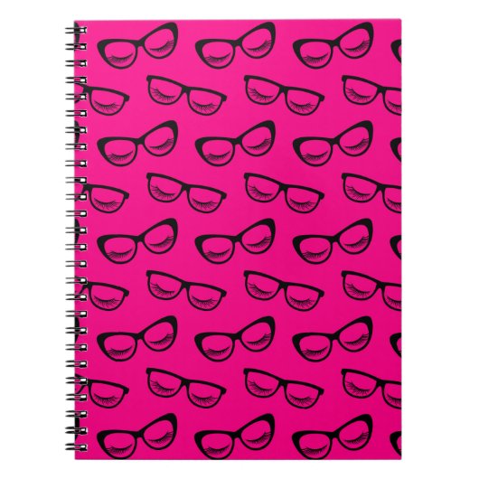 Carnet Verres & Lashes Noir Sur Rose (Devant)
