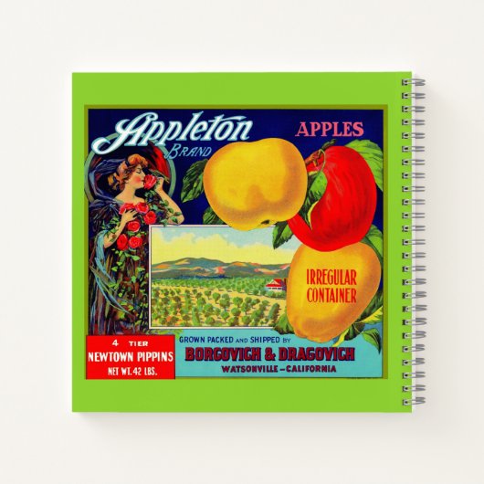 Carnet vers 1900 Appleton Apples crate étiquette (Dos)