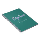 Carnet VERT ajouter nom fille patronne texte VIOLET éléga (Côté Droit)