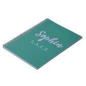 Carnet VERT ajouter nom fille patronne texte VIOLET éléga (Côté gauche)
