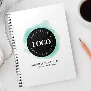 Carnet Vert aquarelle personnalisée Entreprise Logo Entre