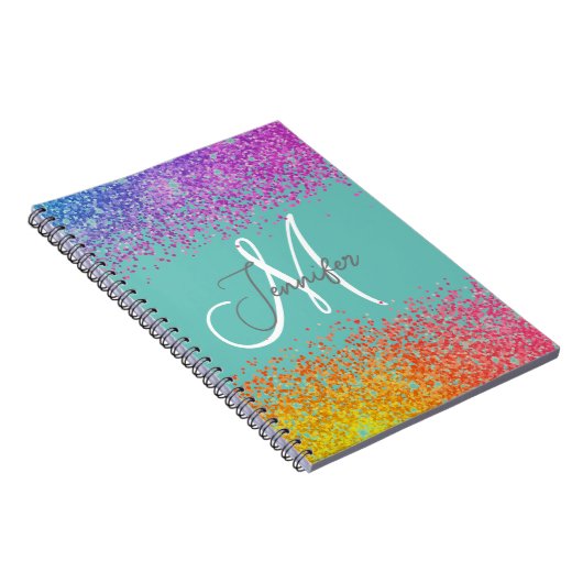 Carnet Vert avec Parties scintillant arc-en-ciel Blush no (Côté Droit)