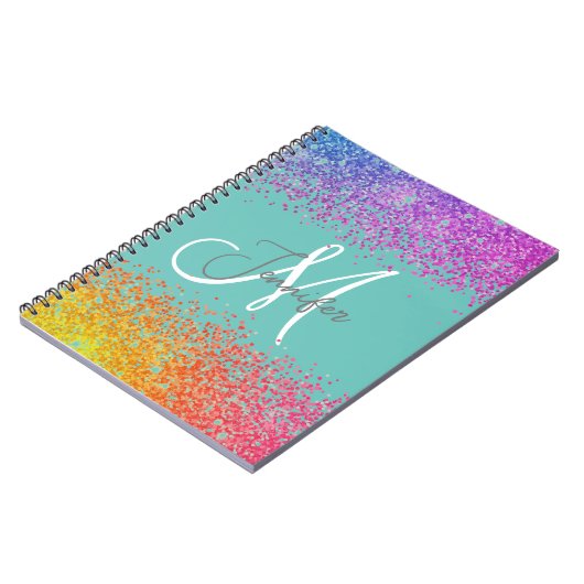 Carnet Vert avec Parties scintillant arc-en-ciel Blush no (Côté gauche)