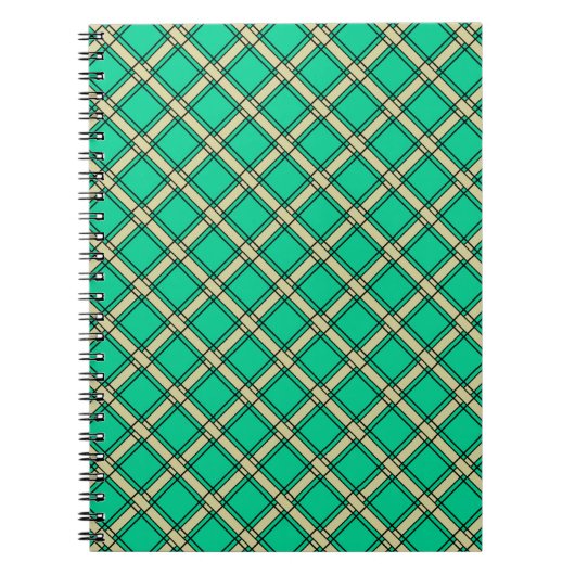 Carnet Vert beige, motif carreaux (Devant)