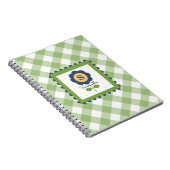 Carnet Vert Bleu Floral Gingham Monogrammé (Côté Droit)