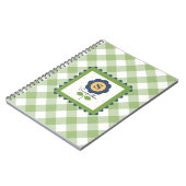 Carnet Vert Bleu Floral Gingham Monogrammé (Côté gauche)