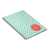 Carnet Vert chic Chevron d'Aqua et monogramme fait sur (Côté Droit)
