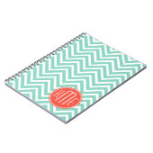 Carnet Vert chic Chevron d'Aqua et monogramme fait sur (Côté gauche)