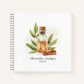 Carnet Vert Cinnamon Huiles essentielles Aquarelle (Devant)