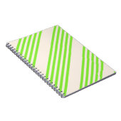 Carnet Vert citron vert et beige cinq rayures motif (Côté Droit)