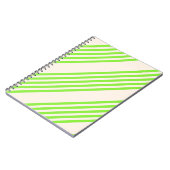 Carnet Vert citron vert et beige cinq rayures motif (Côté gauche)