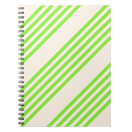Carnet Vert citron vert et beige cinq rayures motif (Devant)