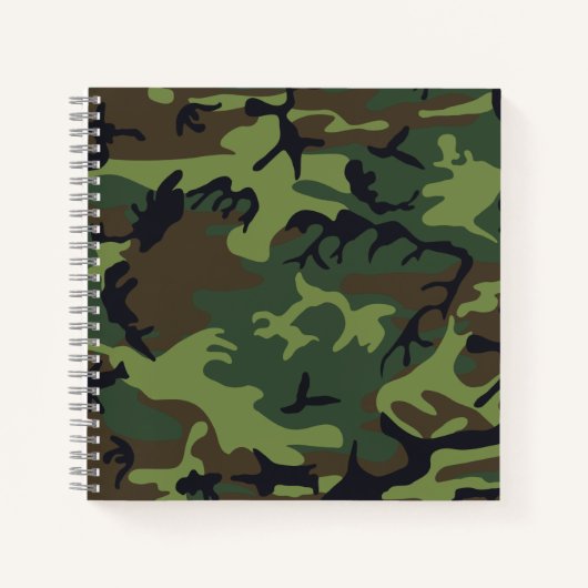 Carnet Vert clair, Vert foncé, Marron, Camouflage noir (Devant)