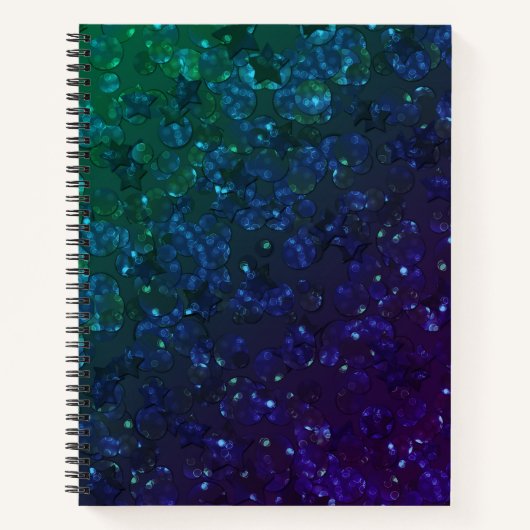 Carnet Vert, confetti, parties scintillant (Devant)