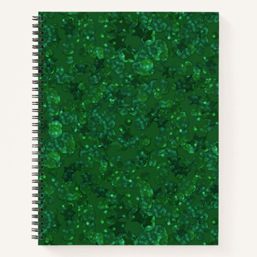 Carnet Vert, confetti, parties scintillant (Devant)