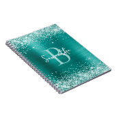Carnet Vert de mousse de mer Paillettes Aqua Turquoise Fe (Côté Droit)