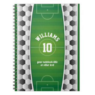 Carnet Vert de sport de boule de terrain de football du