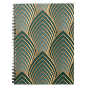 Carnet Vert-doré géométrique : motif vintage sans soudure