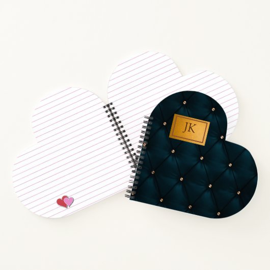 Carnet Vert élégant, Diamants, Monogramme (Intérieur)