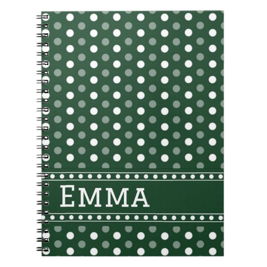 Carnet Vert émeraude à pois (Devant)