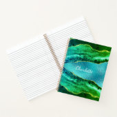 Carnet Vert émeraude agate bille nom script (Intérieur)