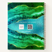 Carnet Vert émeraude agate bille nom script (Dos)