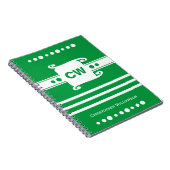 Carnet Vert et blanc ajoutent des initiales nom rayé (Côté Droit)