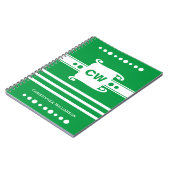 Carnet Vert et blanc ajoutent des initiales nom rayé (Côté gauche)