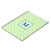 Carnet Vert et monogramme bleu de coutume de Chevron (Côté gauche)